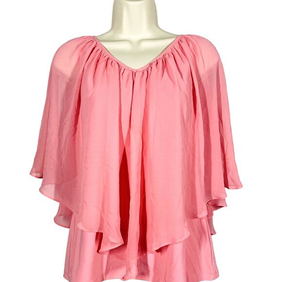 Coco Bianco Draped Blouse Pink V Neck Sleeveless Casual Tunic - S - Picture 1 of 4